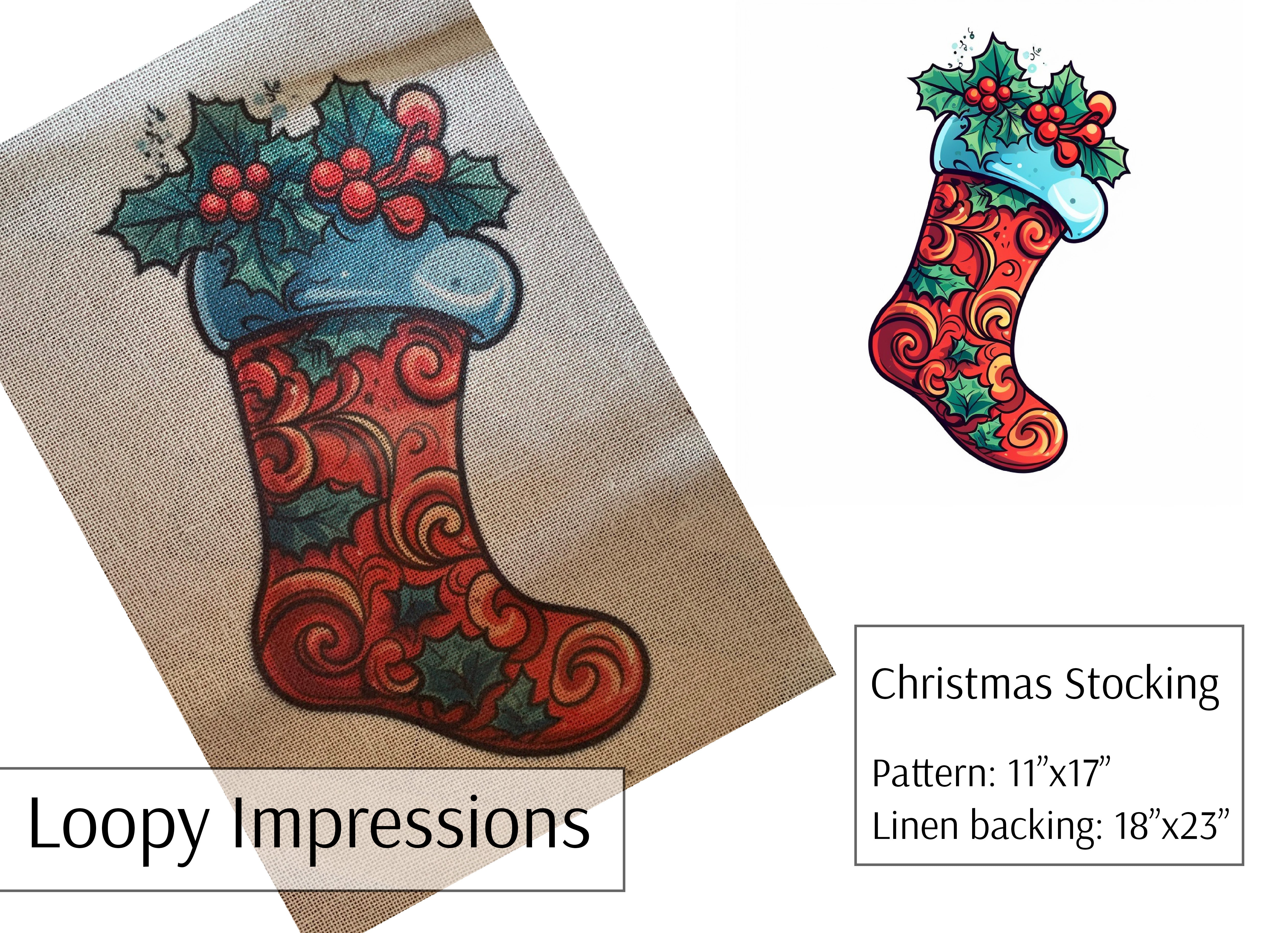 Loopy Impressions Pattern - Christmas Stocking